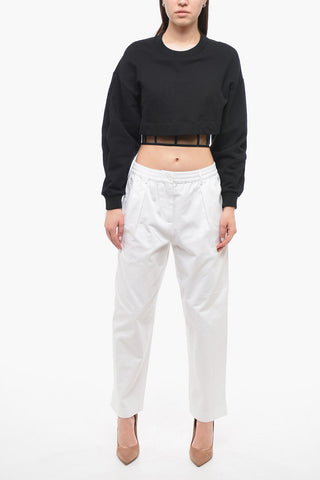 Cropped Sweatshirt with Transparent Lining