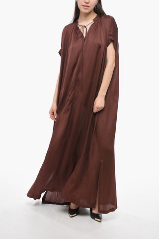 Silk BARBERA Dress with Lace-up Detail