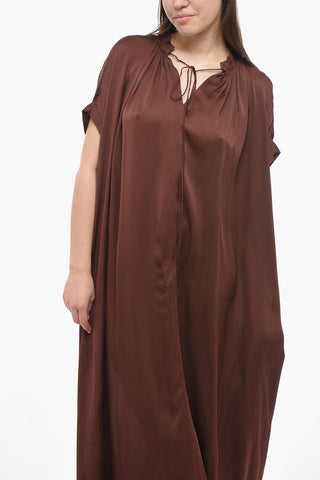 Silk BARBERA Dress with Lace-up Detail