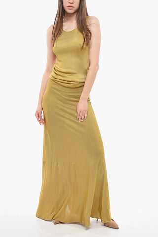 Viscose Long Dress with Crewneck