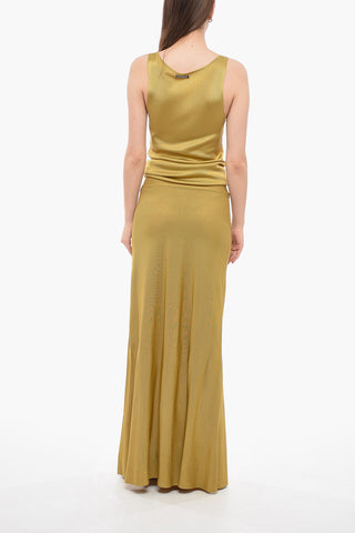 Viscose Long Dress with Crewneck