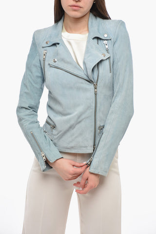 SWD Giubbotto Biker in Suede con Dettaglio Zip