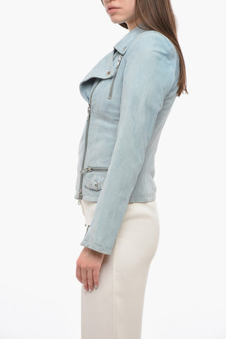 SWD Giubbotto Biker in Suede con Dettaglio Zip