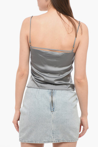 LE SPLASH Viscose Cropped Top with Spaghetti Straps
