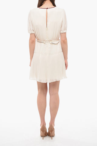 Chiffon Pleated Dress with Lace-up Detail