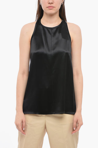 Crewneck Sleeveless Top With Zip Back