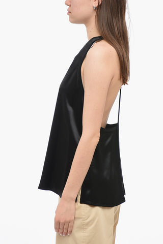 Crewneck Sleeveless Top With Zip Back