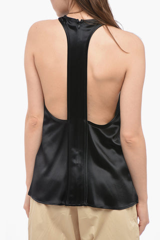 Crewneck Sleeveless Top With Zip Back