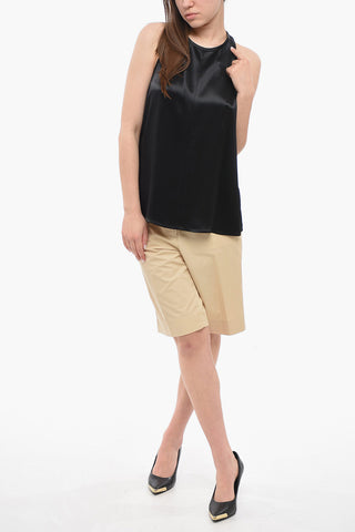 Crewneck Sleeveless Top With Zip Back