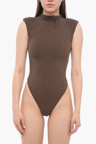 Body in Cotone Stretch con Spalline Imbottite