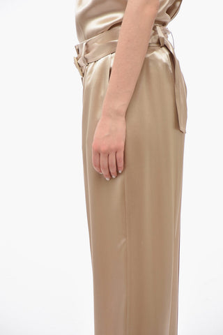 Satin Baggy Pants with Belt