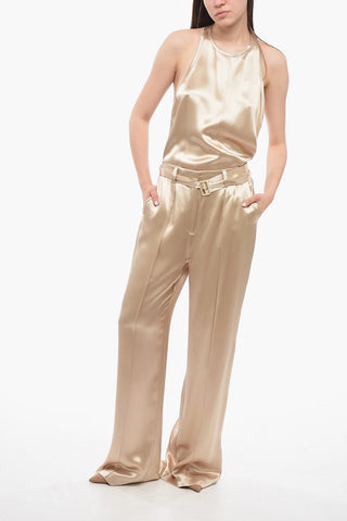 Satin Baggy Pants with Belt