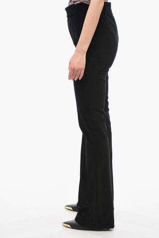 Velour High-waisted Pants with Front Pleats