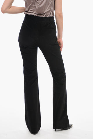 Velour High-waisted Pants with Front Pleats