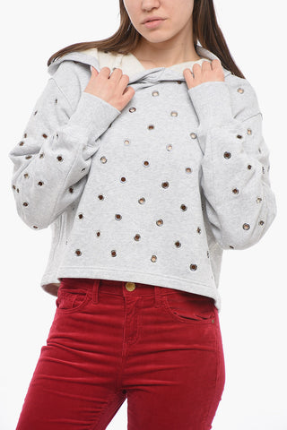 Hoodie Sweatshirt with Metal Openwork Detail 