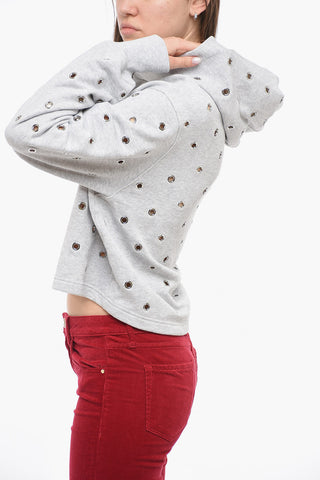 Hoodie Sweatshirt with Metal Openwork Detail 