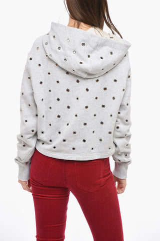 Hoodie Sweatshirt with Metal Openwork Detail 