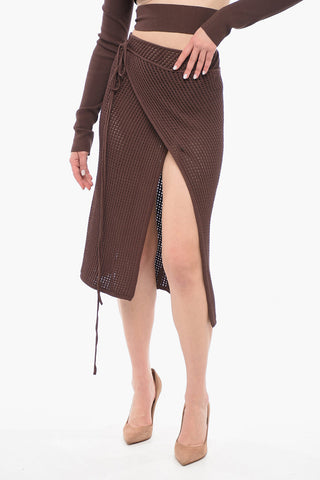 Interlaced Knit Wrap Skirt