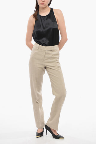 홉색 코튼 와이드 팬츠