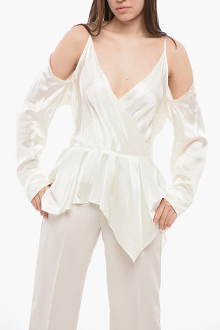 Satin Cold Shoulder Shirt