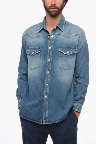 Denim Shirt With Jewel Buttons