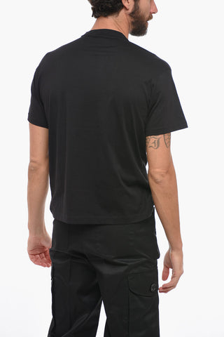 JEANS COUTURE Crew Neck Cotton T-Shirt with Lamè Logo