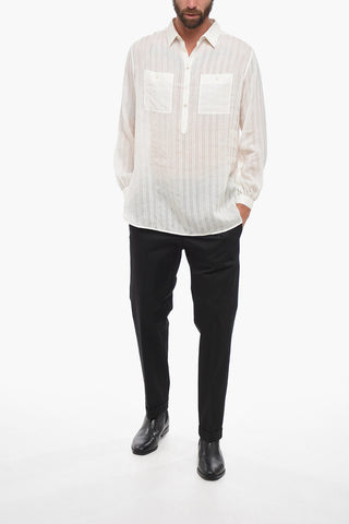Camicia A Maniche Lunghe Con Ricamo A Righe