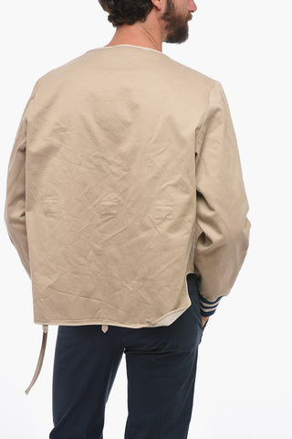 Denim Bomber Jacket with Patchwork-effect Vest