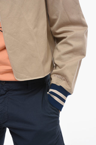 Denim Bomber Jacket with Patchwork-effect Vest