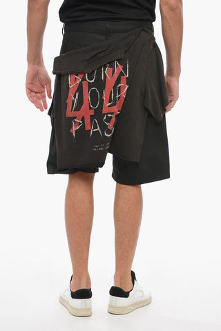 Shorts In Cotone Con T-shirt Cucita