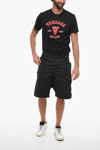 Shorts In Cotone Con T-shirt Cucita