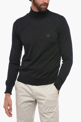 Wool-Blend High-Neck Sweater with Logo