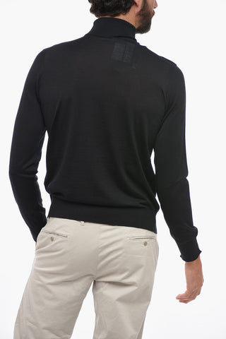 Wool-Blend High-Neck Sweater with Logo