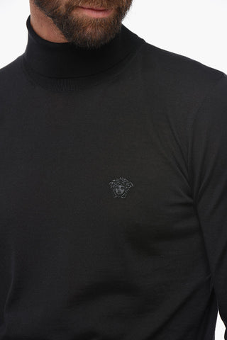 Wool-Blend High-Neck Sweater with Logo