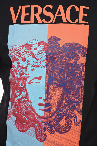 Crew Neck MEDUSA Cotton T-Shirt with Maxi Print