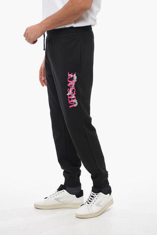 Cotton Sweatpants with Flocked Logo