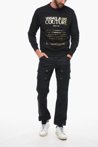 JEANS COUTURE Fleece Cotton Sweatshirt with Lamè Print