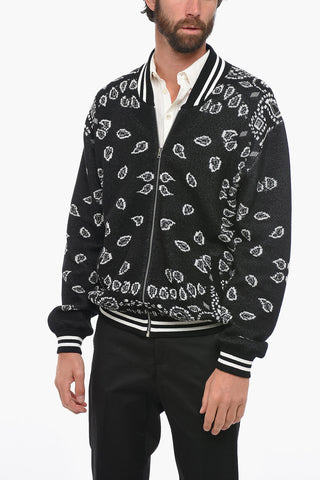 Knitted Bomber With paisley Embroidery