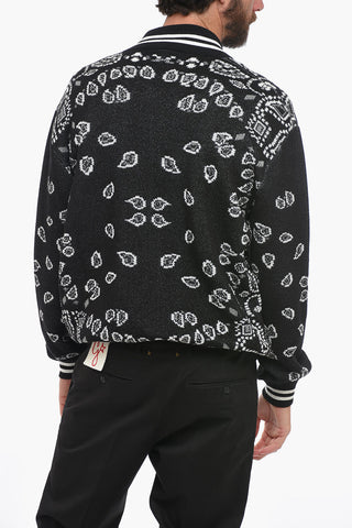 Knitted Bomber With paisley Embroidery