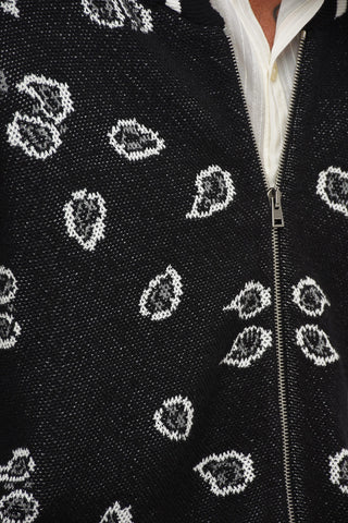 Knitted Bomber With paisley Embroidery