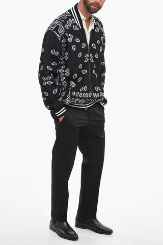 Knitted Bomber With paisley Embroidery