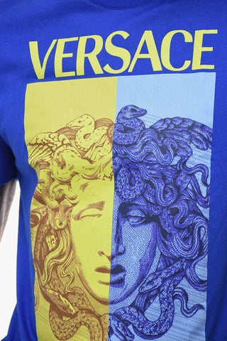 Crew Neck MEDUSA Cotton T-Shirt with Maxi Print