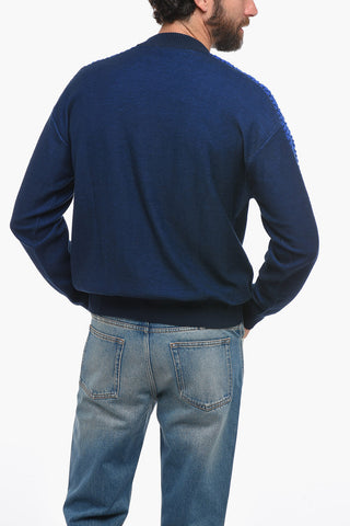 Crew Neck Cotton MEDUSA Sweater with Terry Details