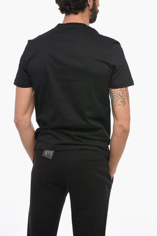 T-Shirt Girocollo in Cotone con Logo in Mesh