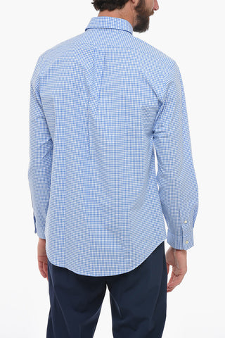 Stretch Cotton Shirt with Gingham Motif