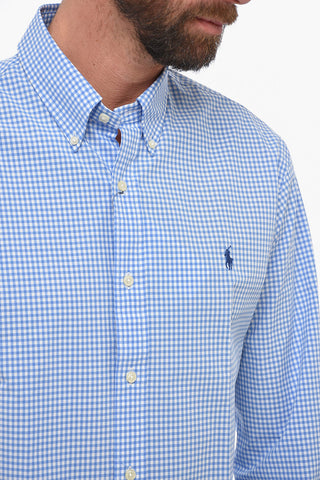Stretch Cotton Shirt with Gingham Motif