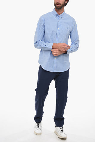Stretch Cotton Shirt with Gingham Motif