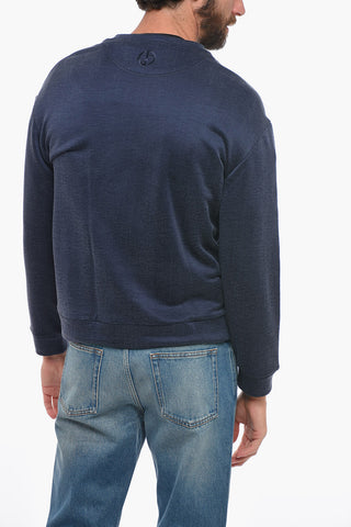 GIORGIO Crew Neck Brushed Cotton Sweatshirt with Embroidered Logo