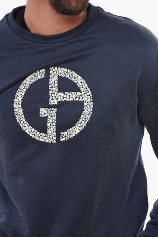 GIORGIO Crew Neck Brushed Cotton Sweatshirt with Embroidered Logo