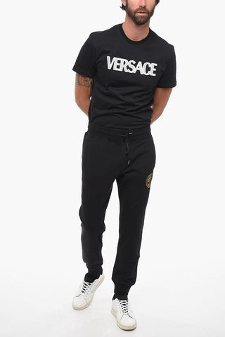 JEANS COUTURE Cotton Sweatpants with Lamè Print